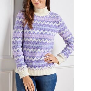 Talbots Mockneck Sweater XL Zigzag Jacquard‎ Fair Isle Nordic Disney Frozn